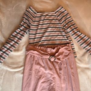 crop top with wide-leg pants 💕.